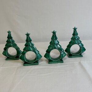 MCM Ceramic Christmas Tree Napkin Rings